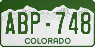 CO license plate ABP748
