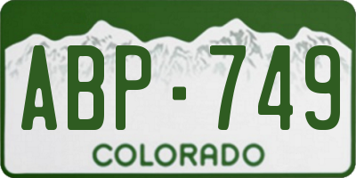 CO license plate ABP749