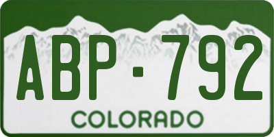 CO license plate ABP792