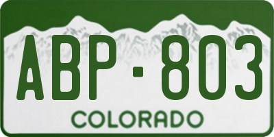 CO license plate ABP803
