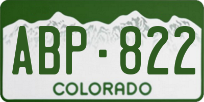 CO license plate ABP822