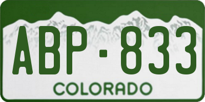 CO license plate ABP833