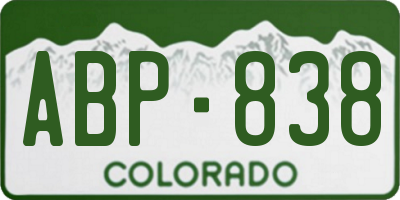 CO license plate ABP838