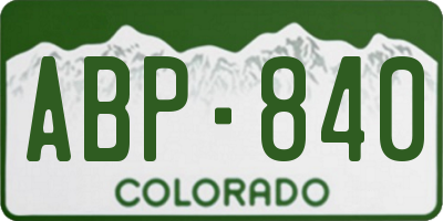 CO license plate ABP840