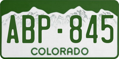 CO license plate ABP845