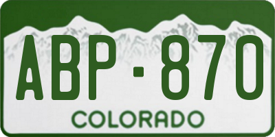CO license plate ABP870