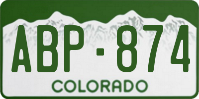 CO license plate ABP874