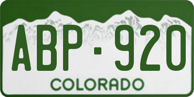 CO license plate ABP920
