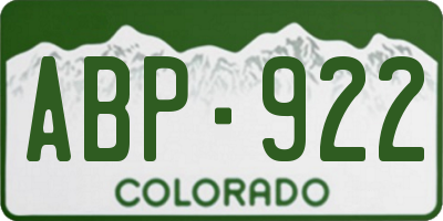 CO license plate ABP922