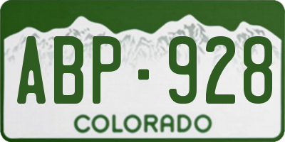 CO license plate ABP928