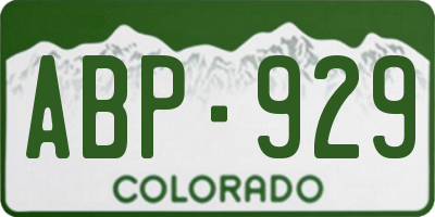 CO license plate ABP929