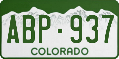 CO license plate ABP937