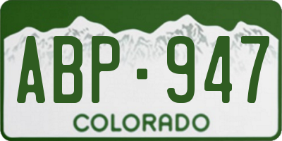 CO license plate ABP947