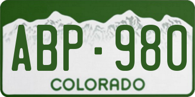 CO license plate ABP980