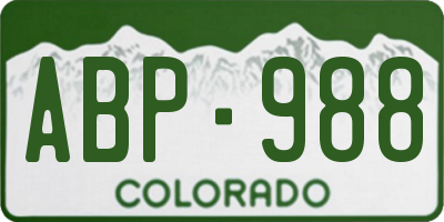 CO license plate ABP988