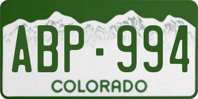 CO license plate ABP994