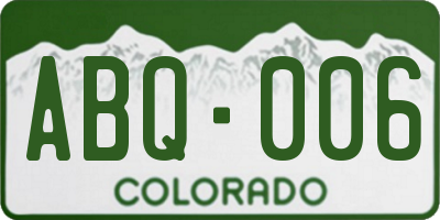 CO license plate ABQ006
