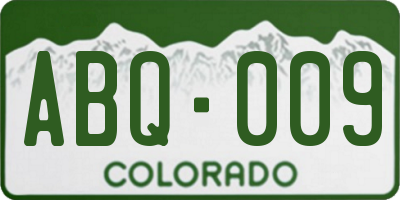 CO license plate ABQ009