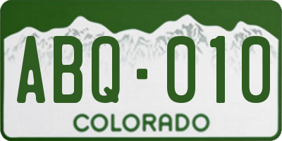 CO license plate ABQ010