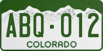 CO license plate ABQ012