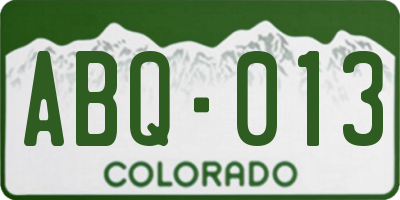 CO license plate ABQ013