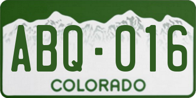 CO license plate ABQ016