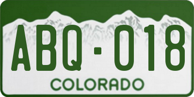 CO license plate ABQ018