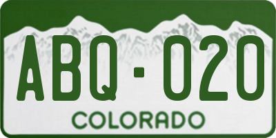 CO license plate ABQ020