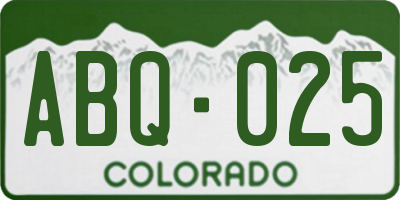 CO license plate ABQ025