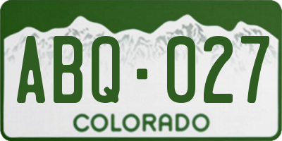 CO license plate ABQ027