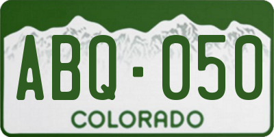 CO license plate ABQ050
