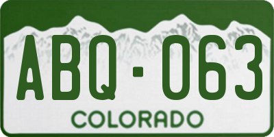 CO license plate ABQ063