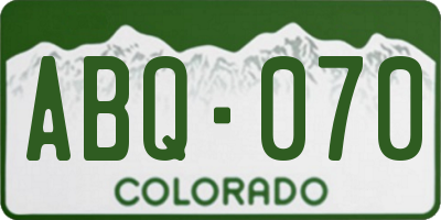 CO license plate ABQ070