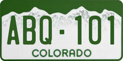 CO license plate ABQ101