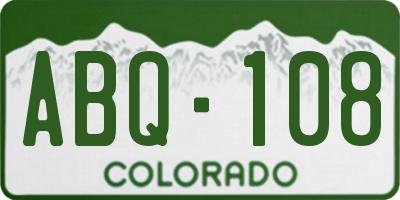 CO license plate ABQ108
