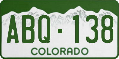 CO license plate ABQ138
