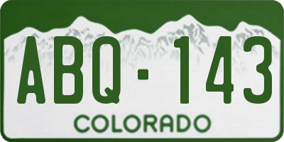 CO license plate ABQ143