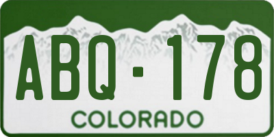 CO license plate ABQ178