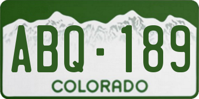 CO license plate ABQ189