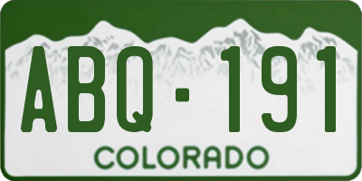 CO license plate ABQ191