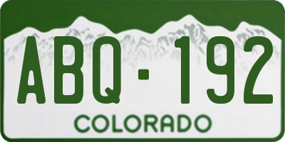 CO license plate ABQ192