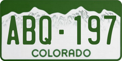 CO license plate ABQ197