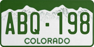 CO license plate ABQ198