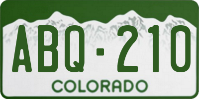 CO license plate ABQ210