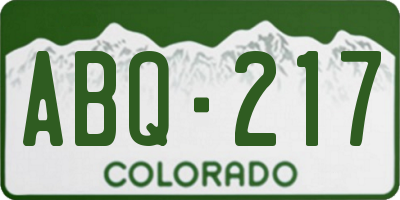 CO license plate ABQ217