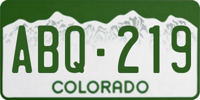 CO license plate ABQ219