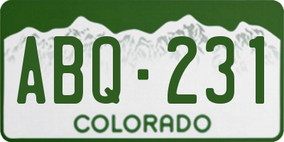 CO license plate ABQ231