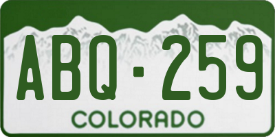 CO license plate ABQ259