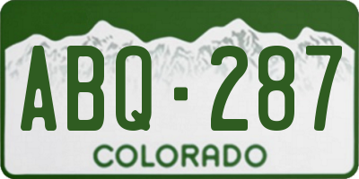 CO license plate ABQ287