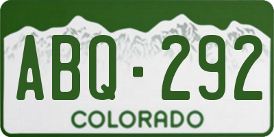 CO license plate ABQ292
